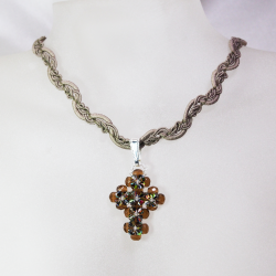 Pendant 45cm - Ciara-Khaki Braid - Pendant 45cm - Laiton argenté